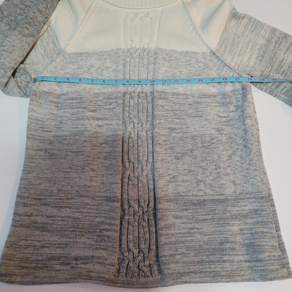 Karen Scott Women's Size LP Long Sleeve Sweater Cream & Gray - Picture 4 of 9